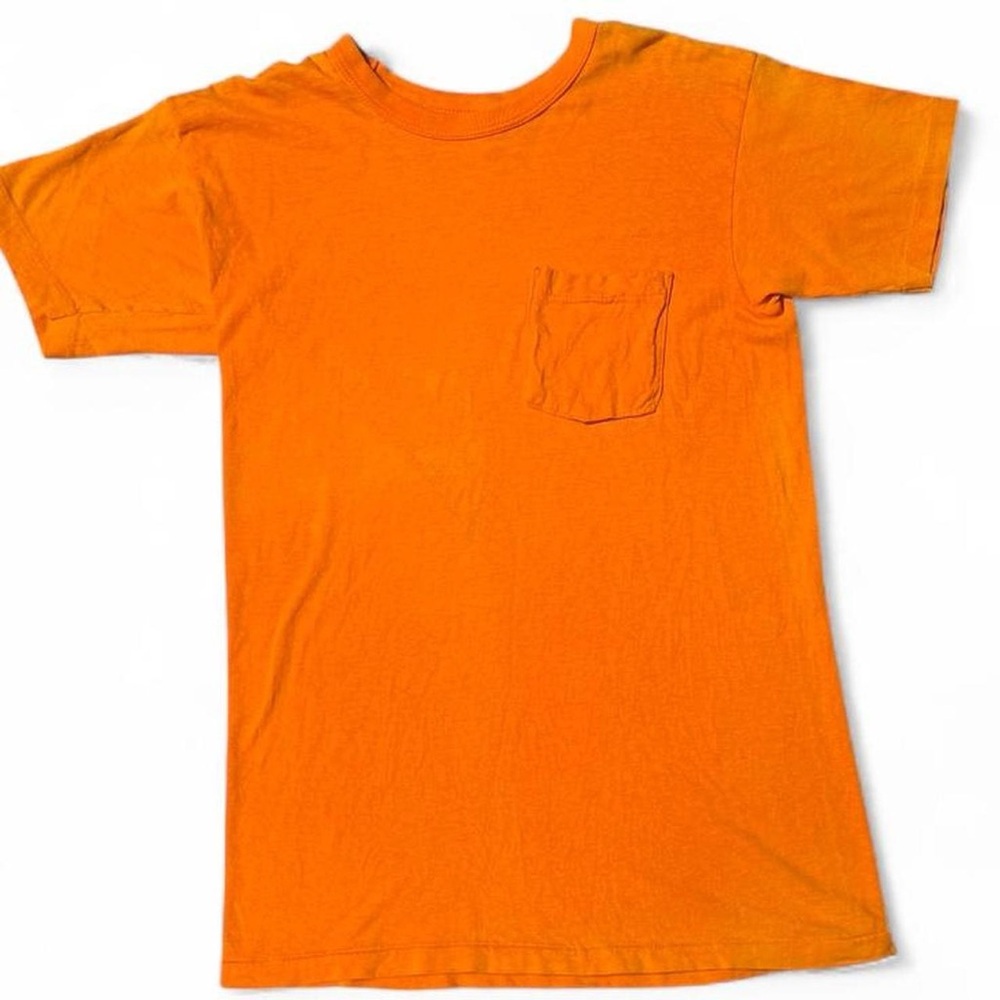 ORANGE 90s SINGLE STITCH VINTAGE RUSSELL ATHLETIC POCKET TEE LARGE